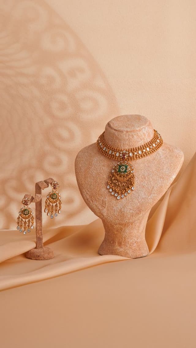 Traditional gold jewelry set with earrings